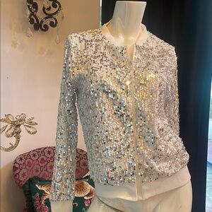 Sequin Embellished White Jacket